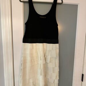 Chic Black and White Layered Dress